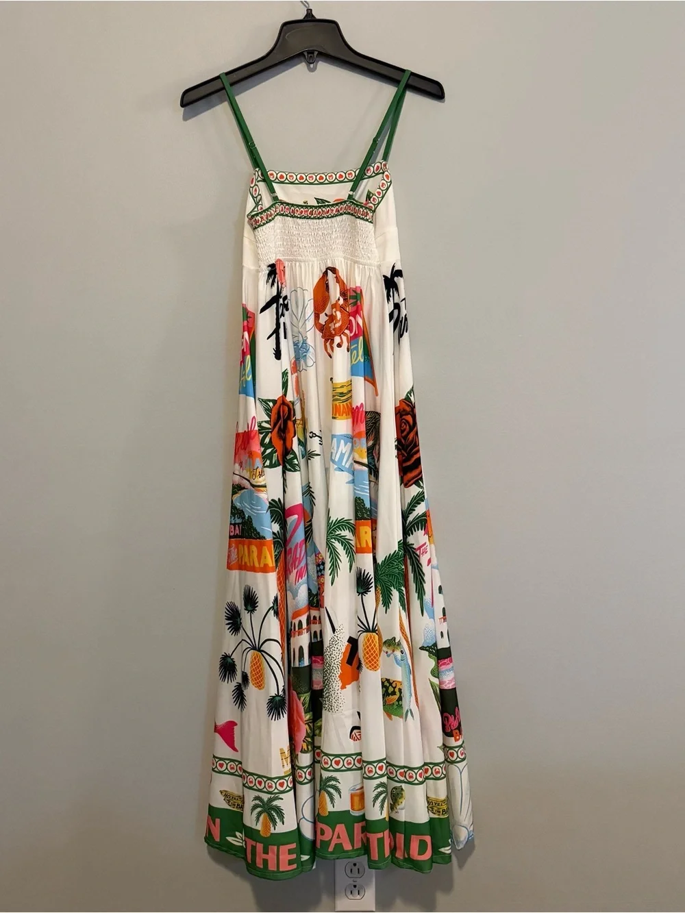 Alemais White Tropical Graphic Maxi Dress with Green Straps - Picture 2 of 5